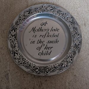 Vintage Pewter Plate With Message. Beautiful Condition.
